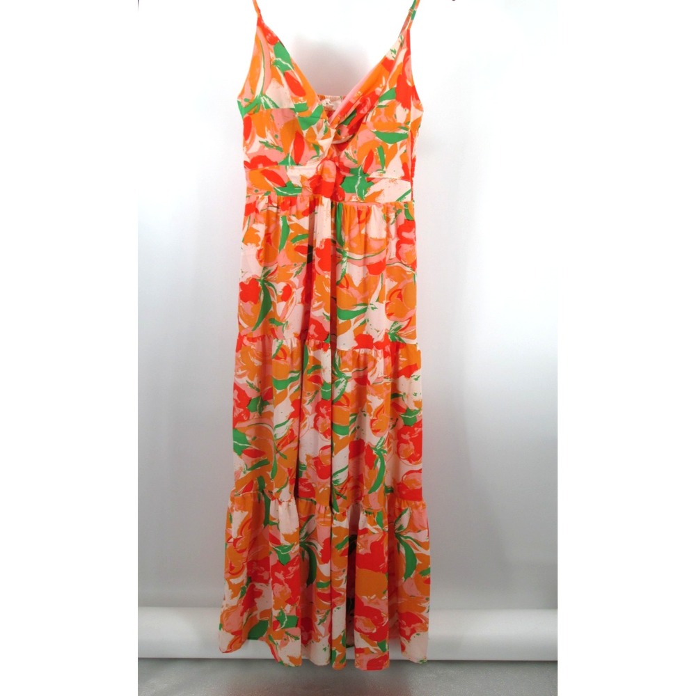 ENTRO Maxi Summer Dress Women Large Multicolor Floral Prairie Boho Cottage Core
